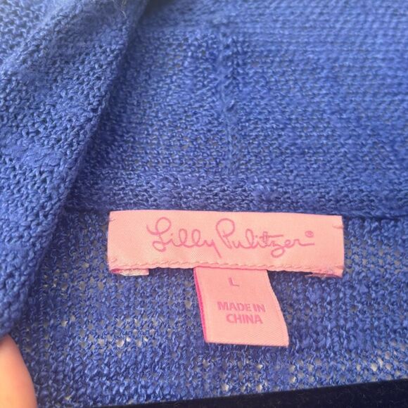 Lilly Pulitzer Ida open front cardigan iris blue size large - Picture 3 of 5